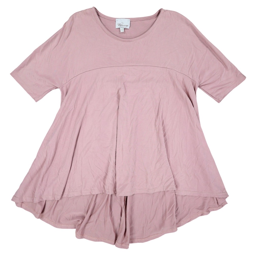 Blu Heaven Tunic Top Womens Small Mauve Pink Modal Blend High Low Babydoll Flowy